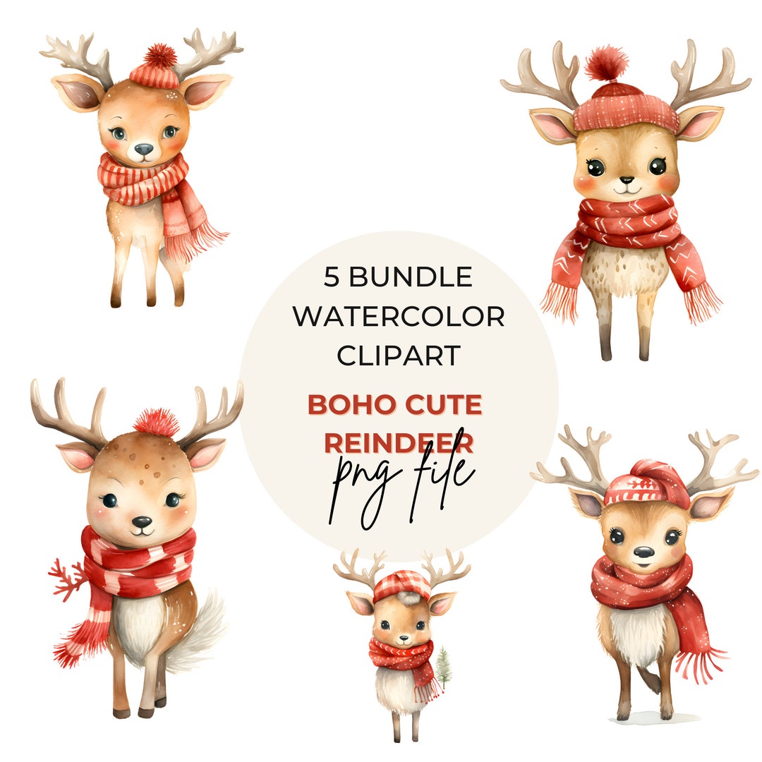 PNG | Commercial Use| Winter Clipart Christmas Reindeer | Cute Baby ...