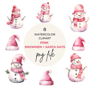 PNG Holiday Clipart | Pink Christmas Clipart | Cute Snowman Png | Winter Holidays Digital Download | Commercial Use |Transparent Background