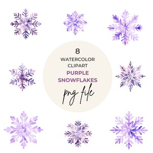 PNG Commercial Use | Purple Snowflake Clipart | Winter Wonderland | Holiday | Christmas Watercolor Clipart | Snowflake Design | Snow Flakes