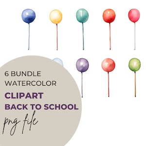 PNG Aquarell Clipart Bündel 10 Pins Back to School, Lehrer, transparenter Hintergrund Digital Download Grafiken Kommerzielle Nutzung