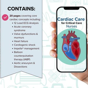 ICU Nurse Cardiac Bundle | Critical Care Concepts Cheat Sheet | Impella®, IABP, 12 Lead ECG Analysis, and more!