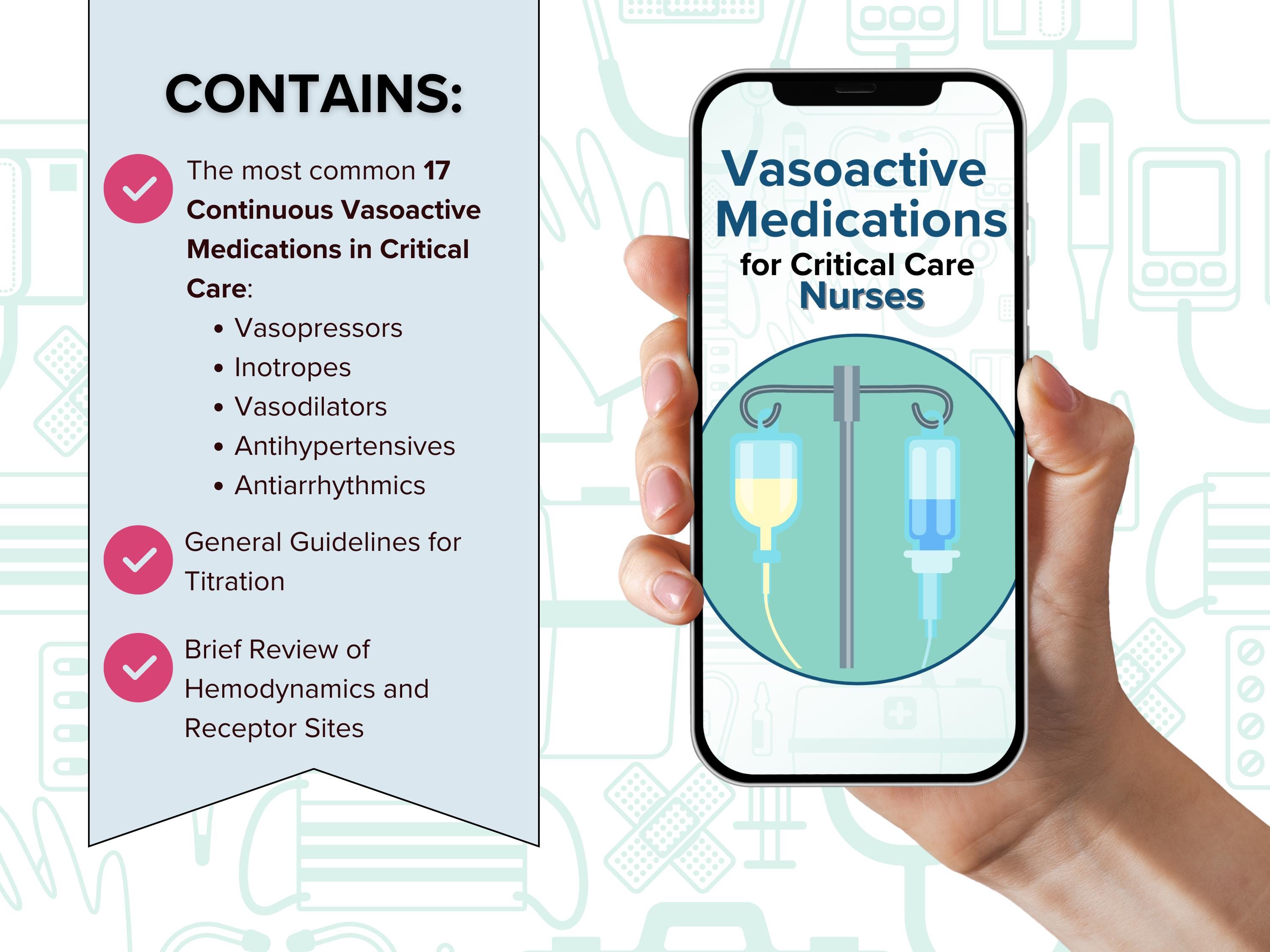 Iv Inotropes Vasopressor and Inotrope Medication Resource for Critical Care Nurses ...