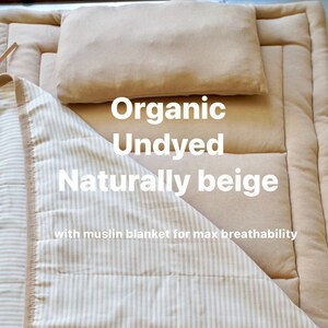 Organic cotton nap mat w/ 6 layer organic muslin blanket / ultra-breathable / GOTS and OEKO-Tex certified and undyed