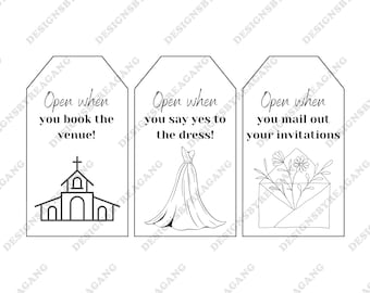 Etiqueta de vino para regalar en compromiso, hito en la planificación de la boda (descarga digital)