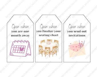 Etiqueta de vino para despedida de soltera, hitos de la planificación de la boda (descarga digital)