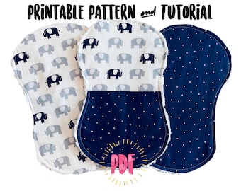 Easy Baby Burp Cloth Sewing Pattern & Tutorial | DIY How to Sew | Easy Beginners Project | INSTANT Printable PDF | Boy or Girl Shower Gift