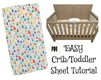 Crib and Toddler Bed Sheet Sewing Pattern & Tutorial | DIY How to Sew | Easy Beginners Project | INSTANT Printable PDF | Nursery Boy or Girl