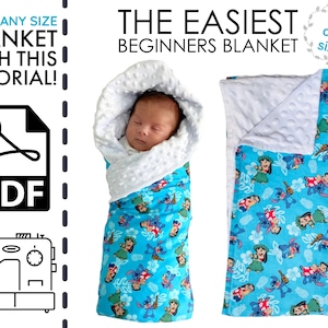 Sew ANY Size Blanket | Instant Printable PDF Sewing Tutorial | DIY How to Sew | Easy Beginners Project | Baby, Toddler, Bed, Throw Blankets