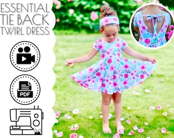 Beginners Twirl Dress with an Open Back Sewing Pattern & Tutorial | DIY How to Sew Knit | Easy Project | Printable PDF Babies Toddlers Girls