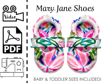 Baby and Toddler Mary Jane Fabric Shoes INSTANT Printable PDF Sewing Pattern & Tutorial | DIY How to Sew | Easy Beginners Project | Girls