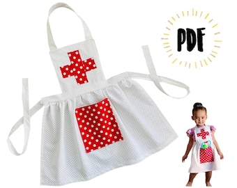 Toddler and Childrens Apron Sewing Pattern & Tutorial | DIY How to Sew | Beginners Project | INSTANT Printable PDF | Cooking | Nurse Costume