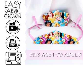 Princess or Queen Fabric Crown Sewing Pattern & Tutorial | DIY How to Sew | Easy INSTANT Printable PDF | Boys or Girls | Fits Age 1 to Adult