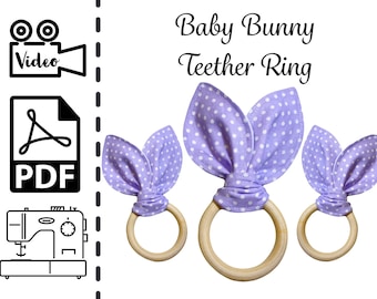 Natural Baby Bunny Teether Ring Sewing Pattern & Tutorial | DIY How to Sew | Easy Beginners Project | INSTANT Printable PDF | Baby Shower