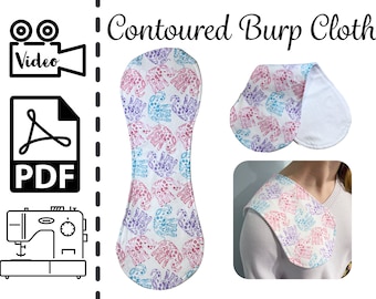Countored Infant Burp Cloth Sewing Pattern & Tutorial | DIY How to Sew | Easy Beginners Project | INSTANT Printable PDF | Baby Shower Gift