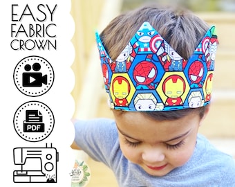 Prince or King Fabric Crown Sewing Pattern & Tutorial | DIY How to Sew | Easy INSTANT Printable PDF | Boys or Girls | Fits Age 1 to Adult