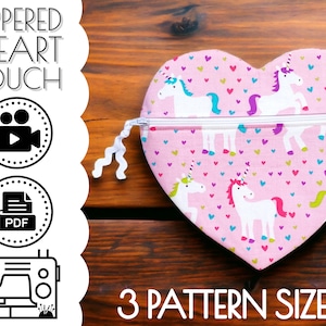 Herzbeutel oder Geldbörse mit Reißverschluss Schnittmuster & Anleitung | DIY Nähanleitung | Easy Beginners Project | SOFORT druckbare PDF | Geschenk für Mädchen