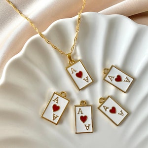 Collana asso di cuori, carta da gioco, poker, ciondolo, amore, collana a cuore, coppia coordinata, collana amica