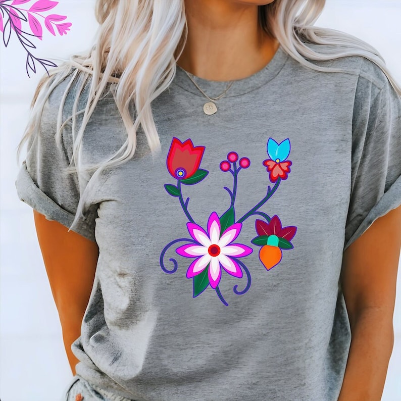 Ojibwe Floral Bouquet T Shirt, Indigenous Owned Shop, Native Clothing ...