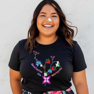 Indigenous Owned Strawberry T-Shirt: Decolonize the Matriarchy, Native American Anishinaabe Floral Design | Ribbon skirt outfit idea