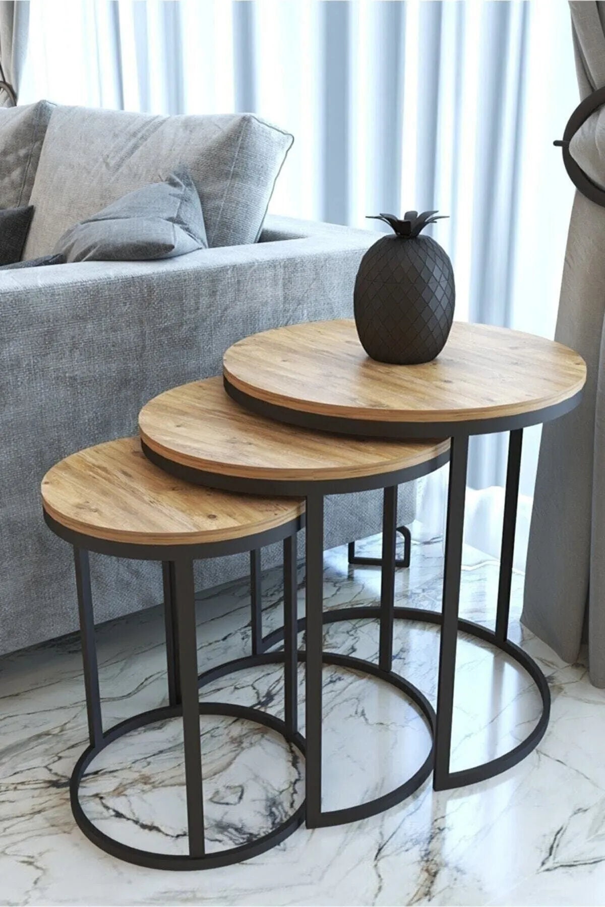 Reizende handelaar overeenkomst Sinewi Nesting Tables Modern Oval Wood Coffee Table Minimalist for - Etsy
