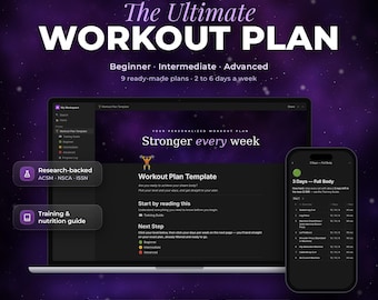 Notion Workout Plan Template | Gym Workout Program & Progress Tracker | Beginner to Advanced