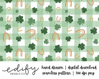 st. patrick's day | rainbows | seamless pattern | hand drawn | digital download | 12" by 12" | 300 dpi png | digital design for print gifts