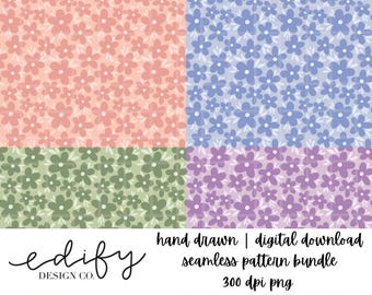 dainty flowers | seamless pattern BUNDLE | hand drawn | digital download | 12" by 12" | 300 dpi png | boho | digital design for print gifts