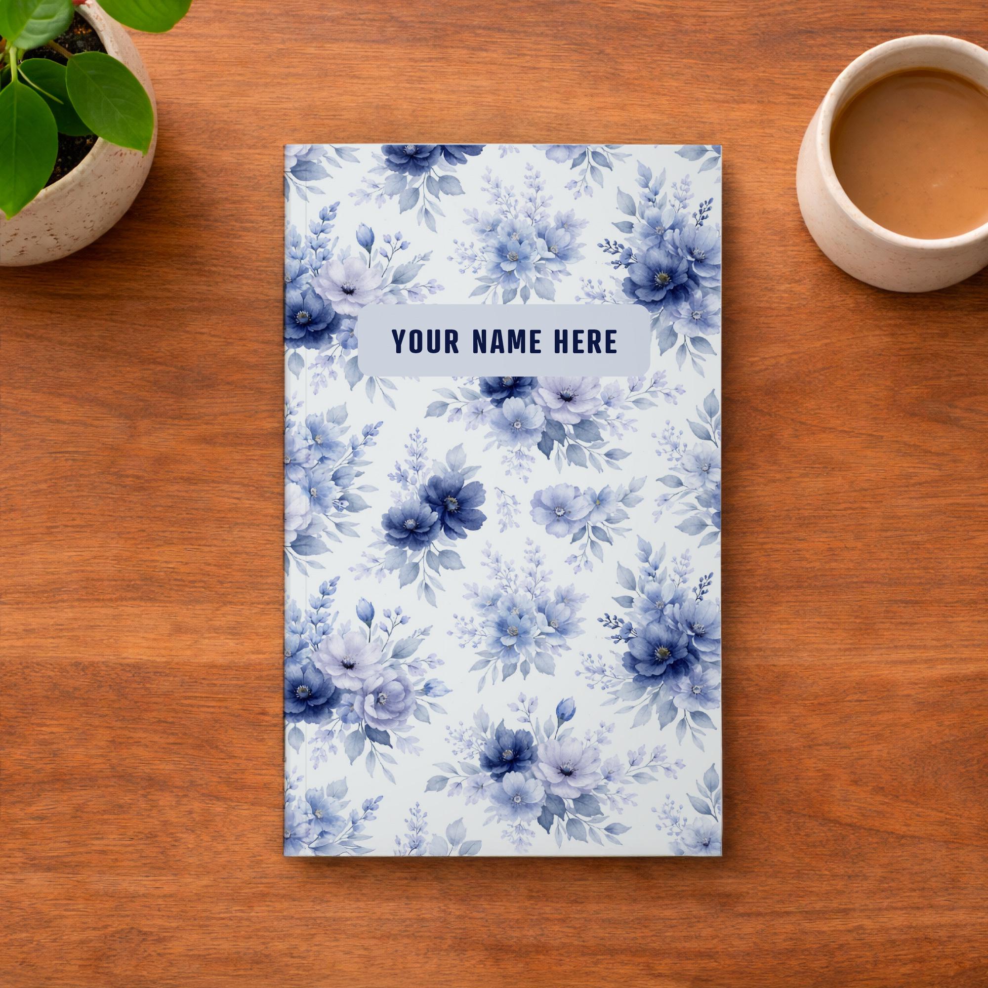 Personalized Floral Notebook With Name – Custom Blue Journal – Choose ...