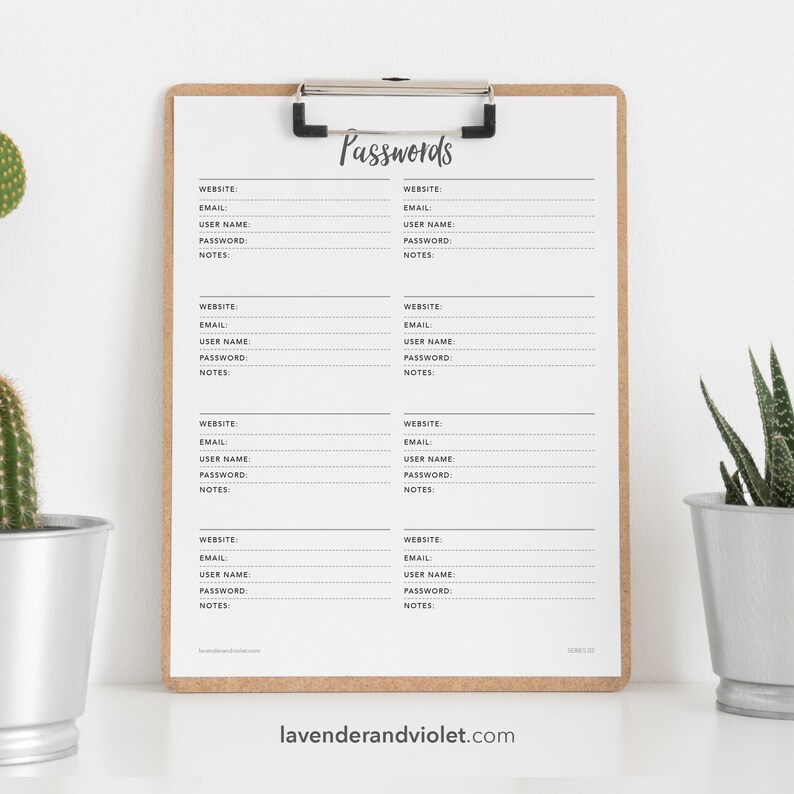 Passwords Printable PDF Print Pages as Needed Download for - Etsy