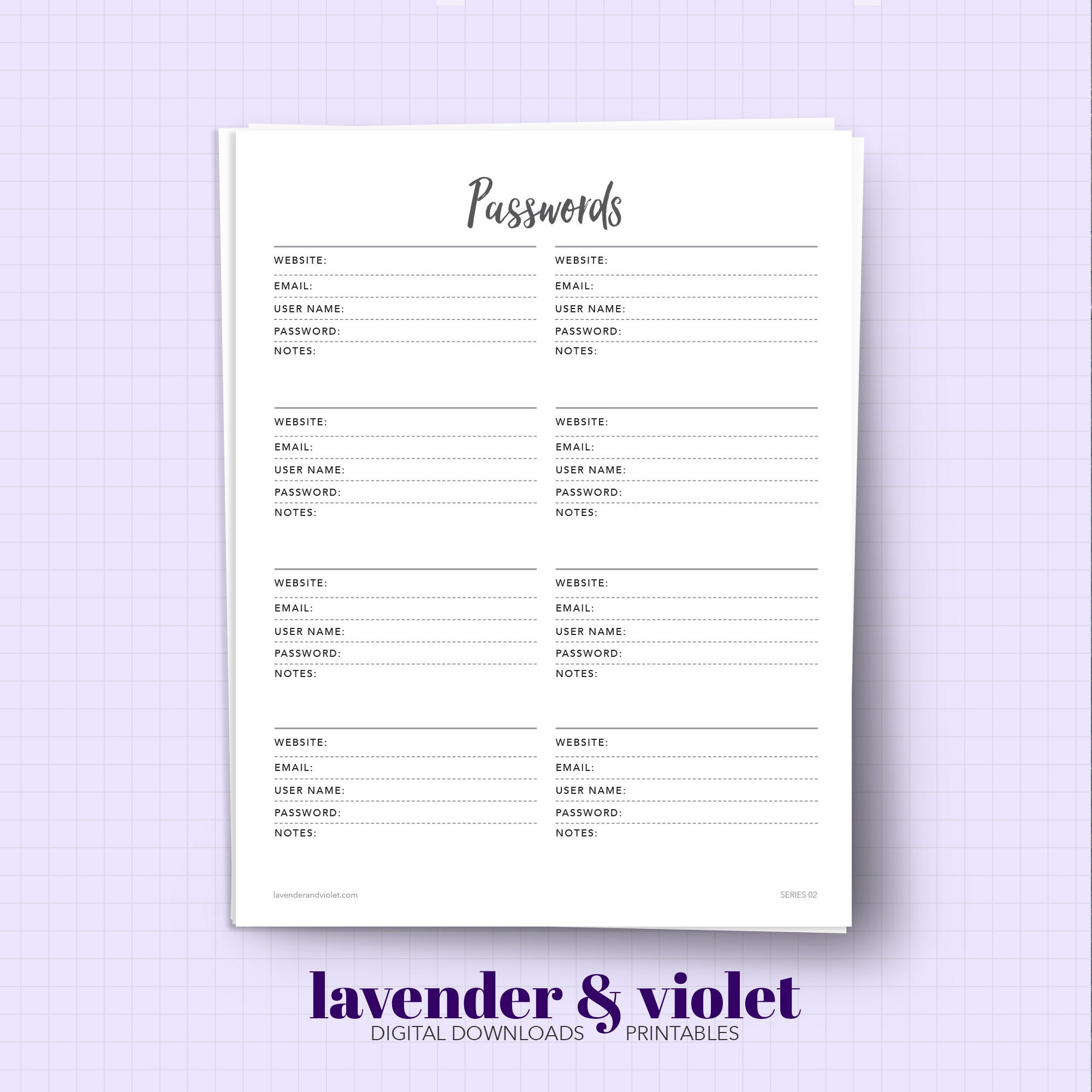 Passwords Printable PDF Print Pages as Needed Download for - Etsy
