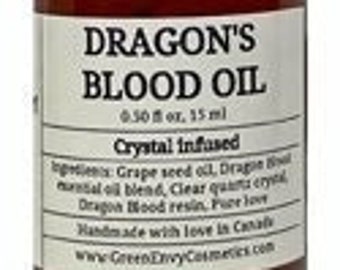 Spell OILS, DRAGONS BLOOD, Witch Oils, Dragon Tree Crystal Infused Cleansing &Protection Rituals 15 Milliliters Spiritual Sap