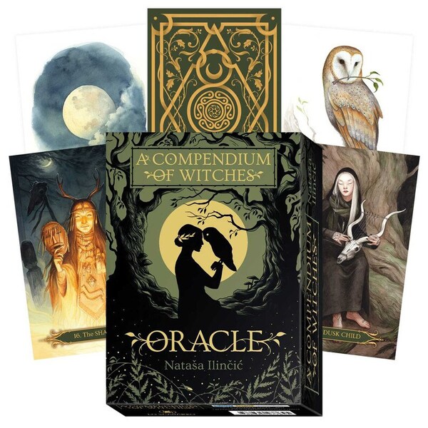 Compendium of Witches Oracle Set, Oracle cards, Occult gifts, Tarot cards, Tarot guidebook, Card Games.