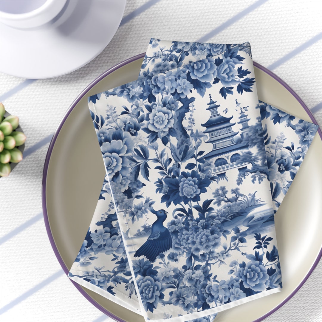 Blue White Chinoiserie Napkins for Kitchen and Dining Etsy