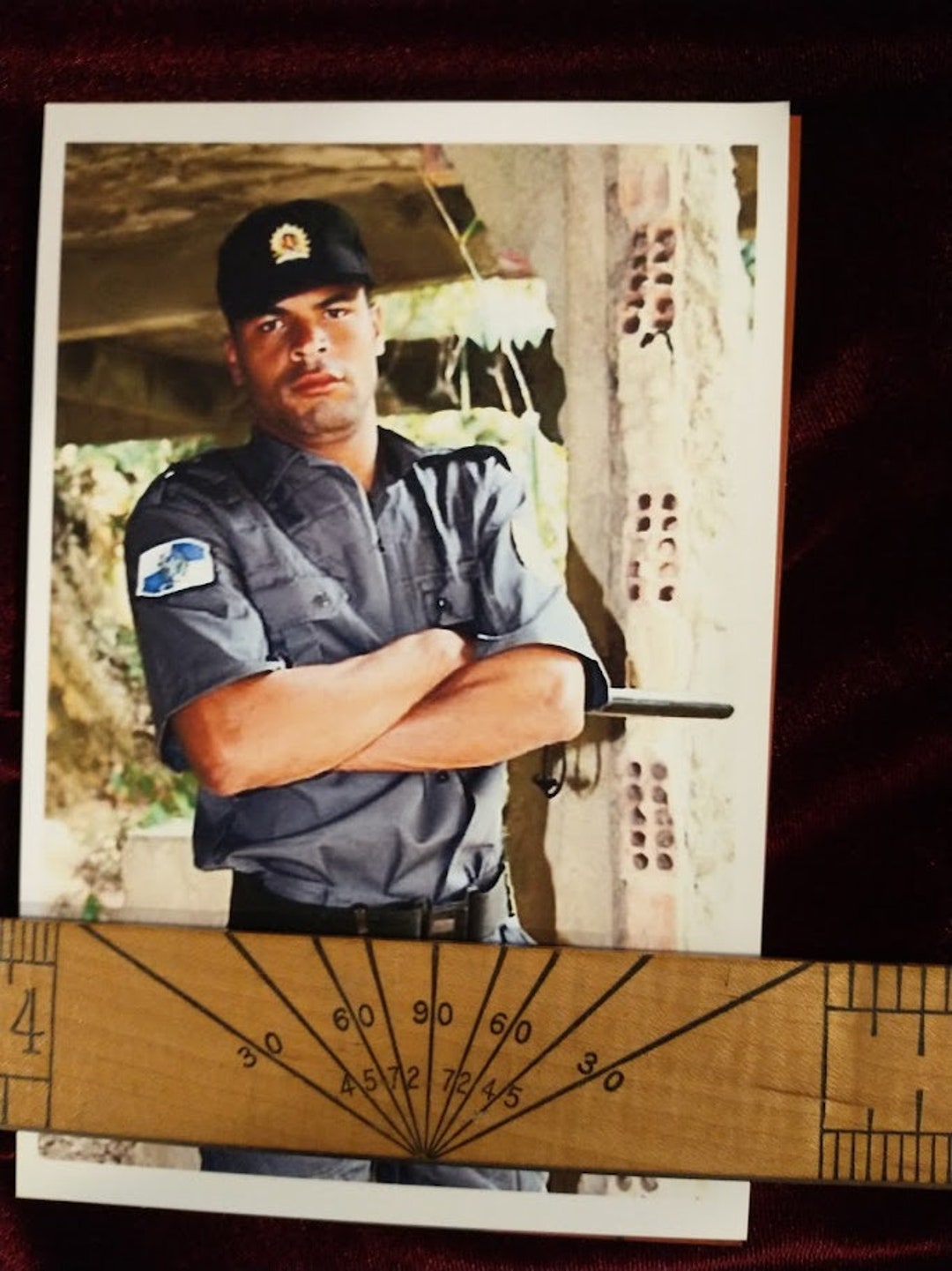 Photo Kissable Full Lips Mr. Huge Hunk in Uniform Shows His Full Mast, Tall Man Handsome