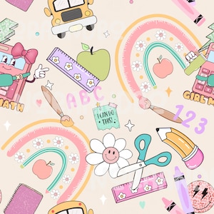 Digital Seamless File | Seamless | School Printable | School Download | Crayons | School Pattern | Digital Download | Teacher Appreciation