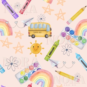 Digital Seamless File | Seamless | School Printable | School Download | Crayons | School Pattern | Digital Download | Teacher Appreciation