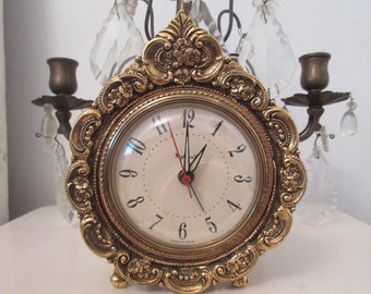 Vintage Ornate French Florals Gilt Clock Works
