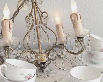 Rachel Ashwell Shabby Chic Couture Petite Beaded Crystals Chandelier
