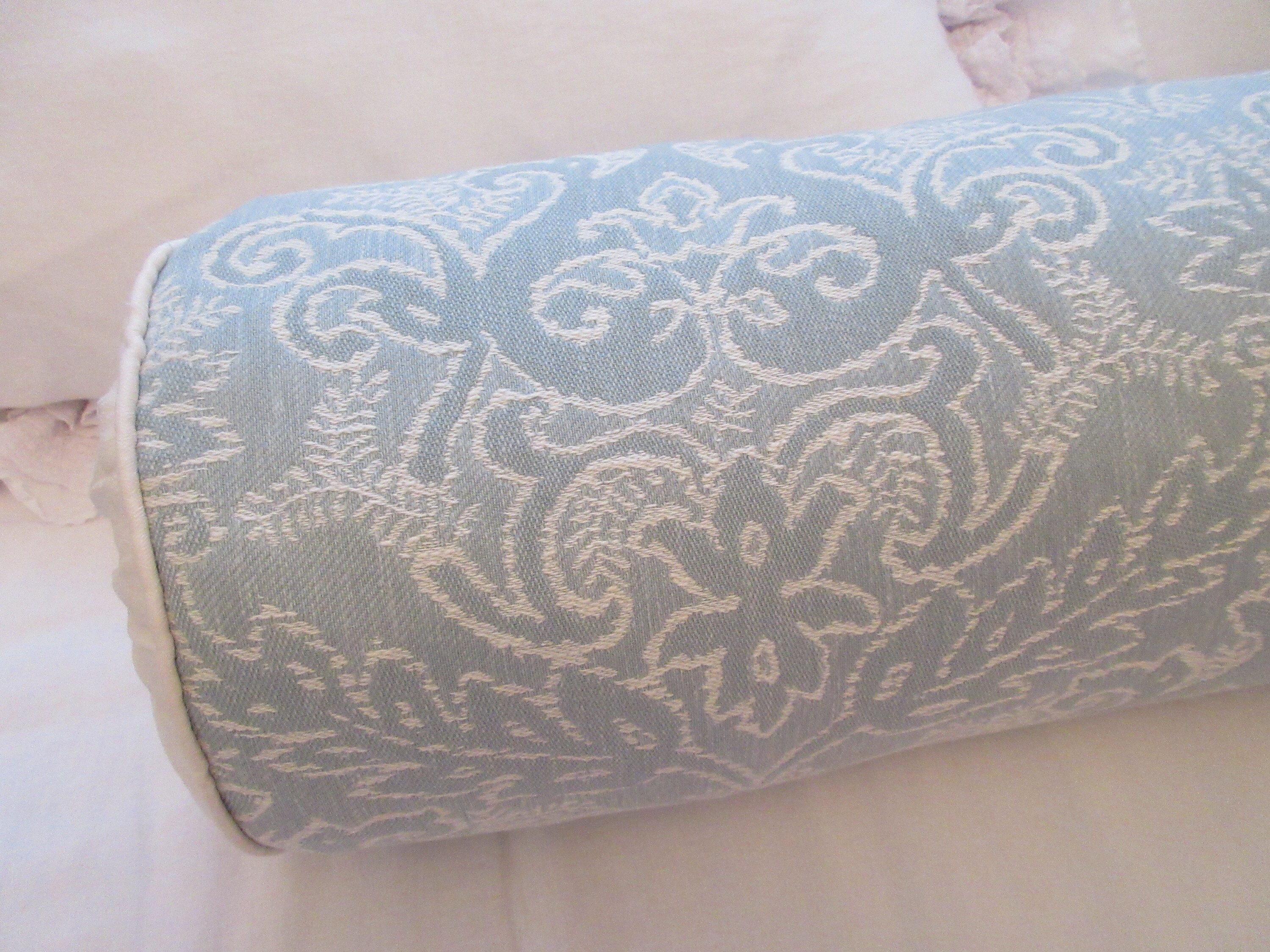 Rachel Ashwell Shabby Chic Couture Aqua Damask Bolster Pillow - Etsy