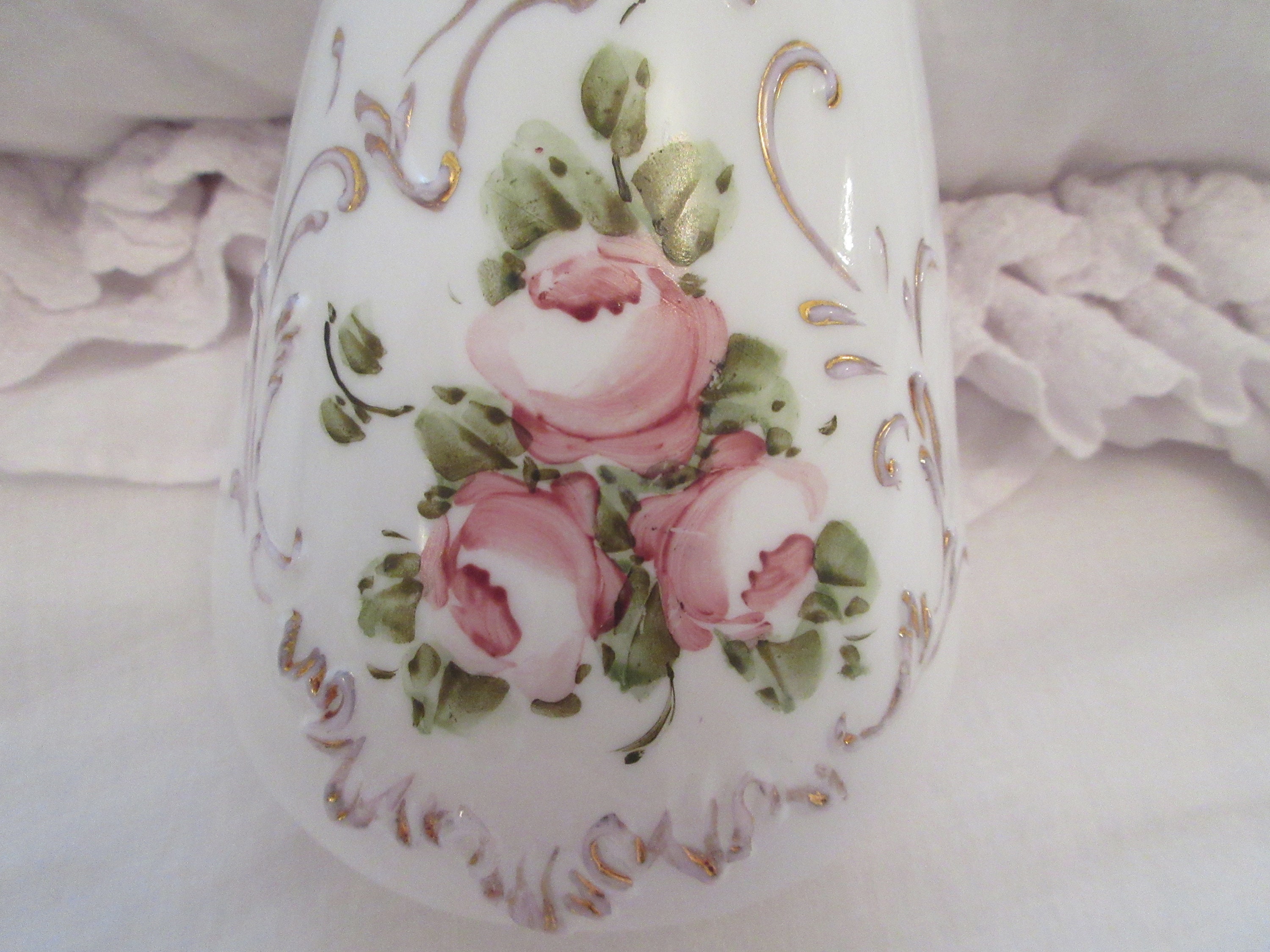 Vintage Shabby Chic Hand Painted Roses Tall Vase - Etsy