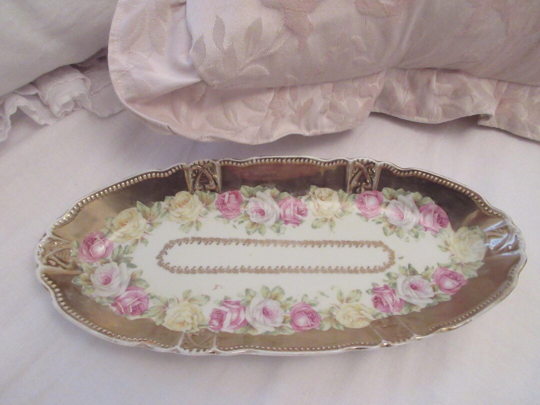 Vintage Shabby Hand Painted Roses Display Tray - Etsy