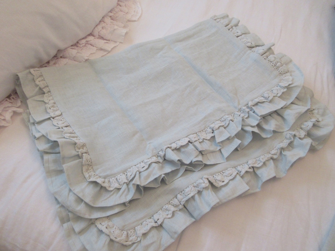 Rachel Ashwell Shabby Chic Couture Pair Teal Petticoat Ruffles Lace