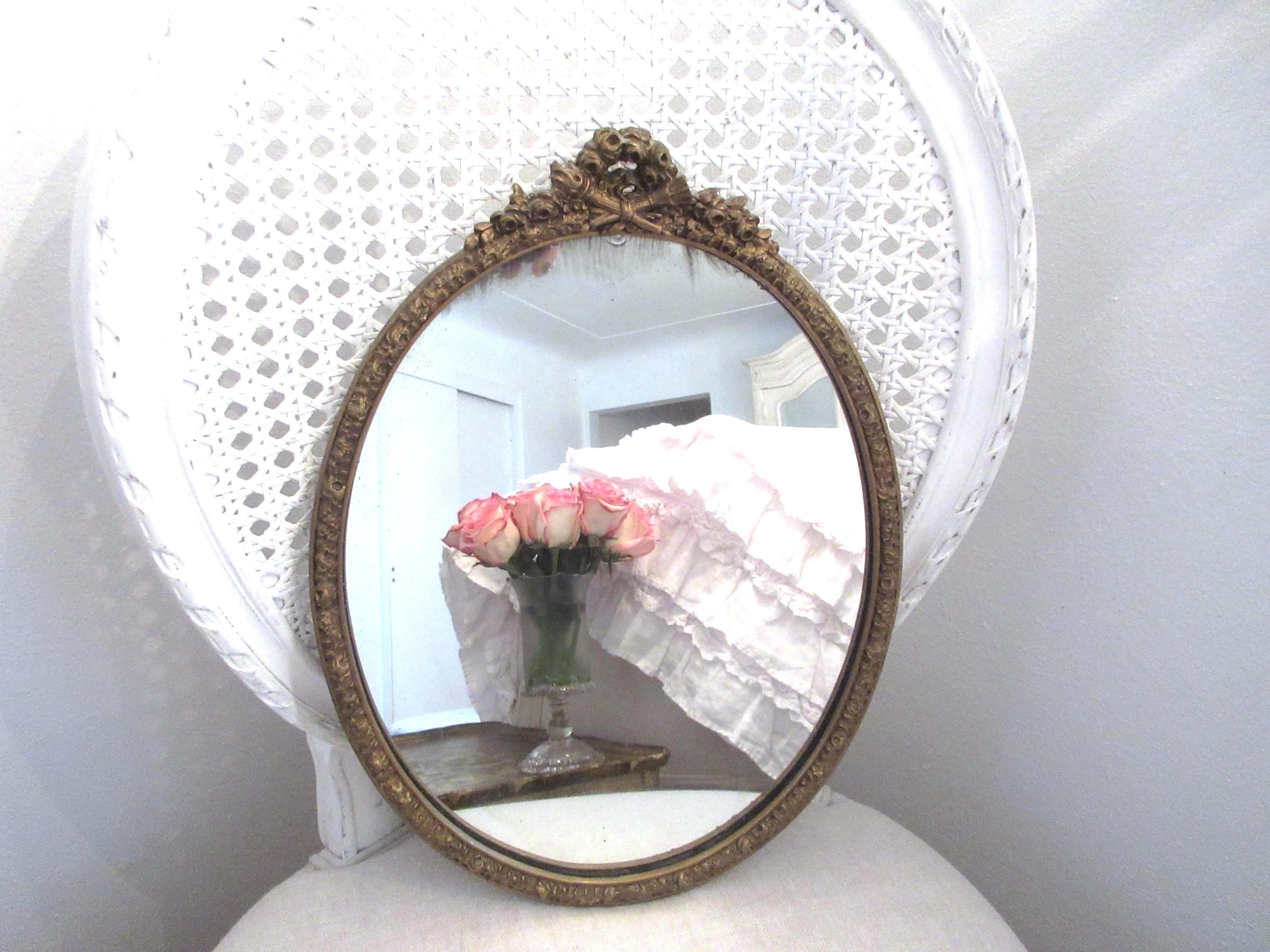 Vintage Carved Rose Mirror - Etsy