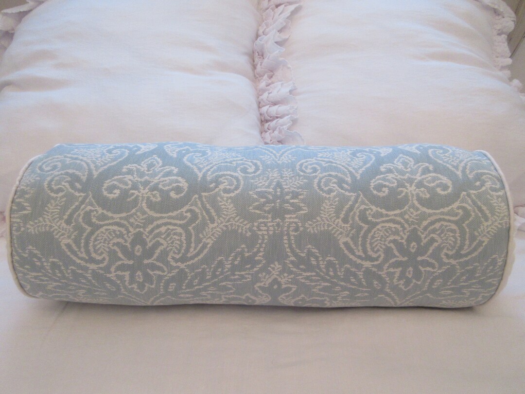 Rachel Ashwell Shabby Chic Couture Aqua Damask Bolster Pillow - Etsy