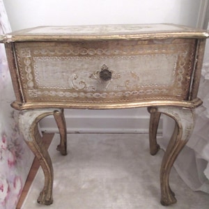 Vintage Italian Florentine Wooden Side Table