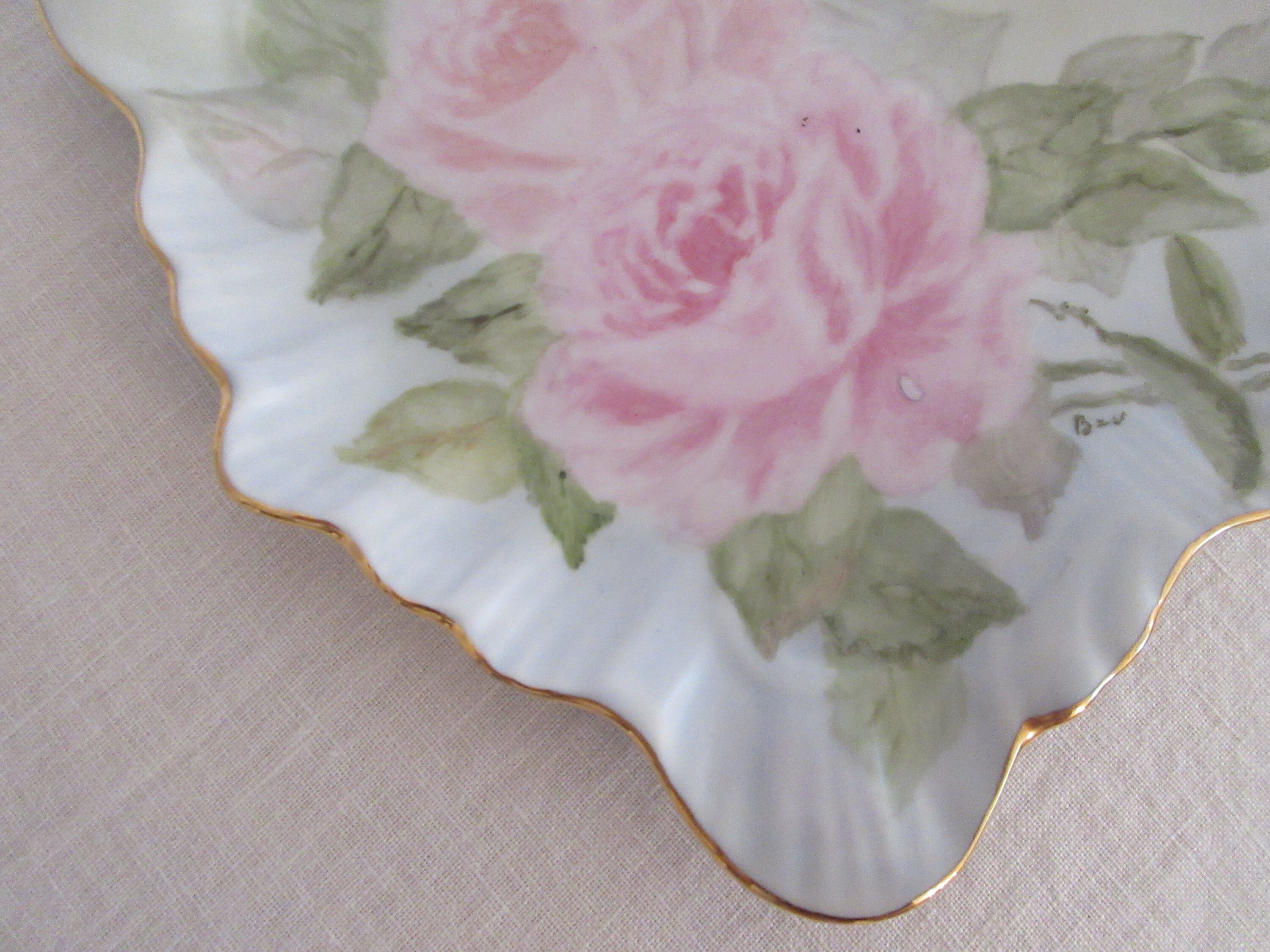 Hand Painted Pink Roses Vintage Display Tray - Etsy