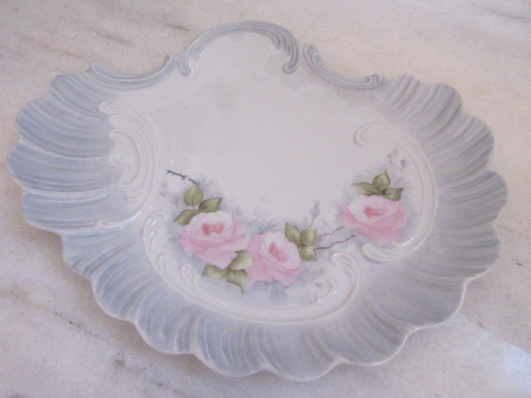Vintage Hand Painted Shabby Pink Roses Tray - Etsy
