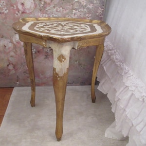 Antique Italian Florentine Wooden Side Table