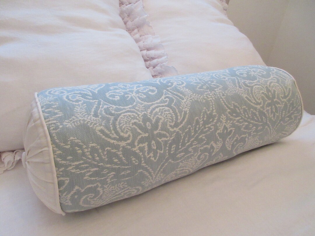 Rachel Ashwell Shabby Chic Couture Aqua Damask Bolster Pillow - Etsy