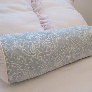 Rachel Ashwell Shabby Chic Couture Aqua Damask Bolster Pillow